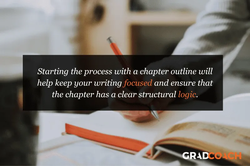 Starting the process with a chapter outline will help keep your writing focused and ensure that the chapter has a clear structural logic.