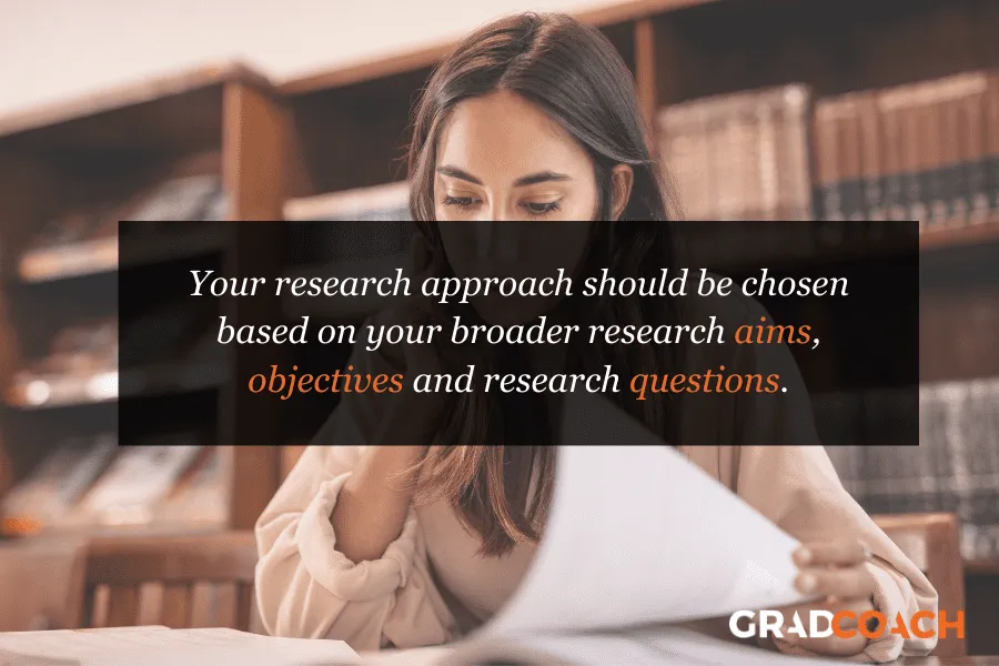 Your research approach should be chosen based on your broader research aims, objectives and research questions.