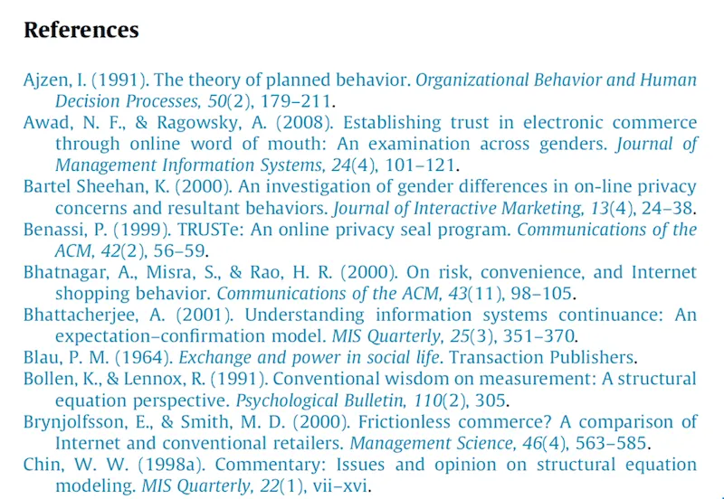 Reference list