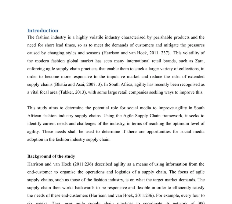 The opening page of the Master's proposal, showing the Introduction and Background sections in full academic prose with inline citations.